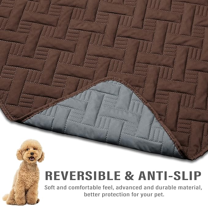 Dog Bed Cover for Pets - Blankets Rug Pads for Couch Protection Waterproof Bed Covers Dog Blanket Furniture Protector Reusable Changing Pad (Dark Grey+Brown, 20"x30")