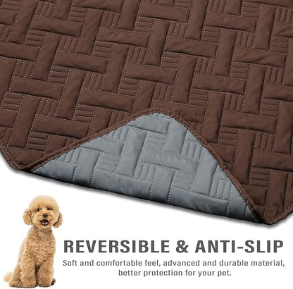 Dog Bed Cover for Pets - Blankets Rug Pads for Couch Protection Waterproof Bed Covers Dog Blanket Furniture Protector Reusable Changing Pad (Dark Grey+Brown, 20"x30")