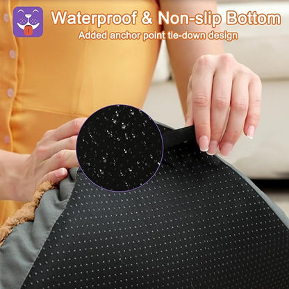 POCBLUE Deluxe Washable XL Dog Bed Dog Crate Mat 42 inch Comfy Fluffy Kennel Pad Anti-Slip for Dogs Up to 90 lbs 42" x 28", Brown