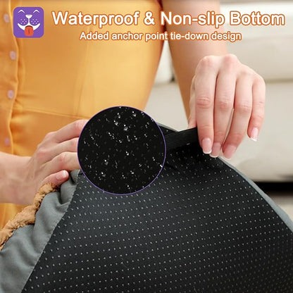 POCBLUE Deluxe Washable Dog Bed for Medium Dogs Dog Crate Mat 30 inch Comfy Fluffy Kennel Pad Anti-Slip for Dogs Up to 40 lbs 30" x 19", Brown