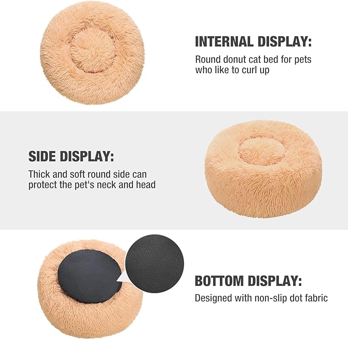 Veehoo Calming Cat Bed for Small Cats 20", Beige