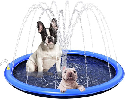 Splash Pad for Large Dogs - Non-Slip Thicken Sprinkler Pool Pet Summer Outdoor Durable Bath Pool Water Toys Fun Backyard Fountain Play Mat for Pet Dog