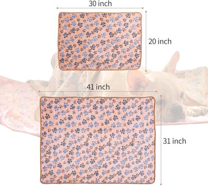 Pet Soft Blankets for Dogs - Fluffy Cats Dogs Blankets for Medium to Large Dogs, Cute Paw Print Pet Throw Puppy Blankets Fleece(L,41 * 31")