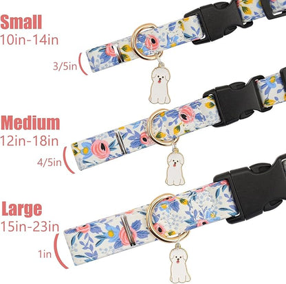 Flower Patterns Dog Collar with Accessories