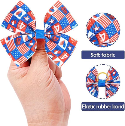 24PCS 4th of July Big Dog Hair Bows