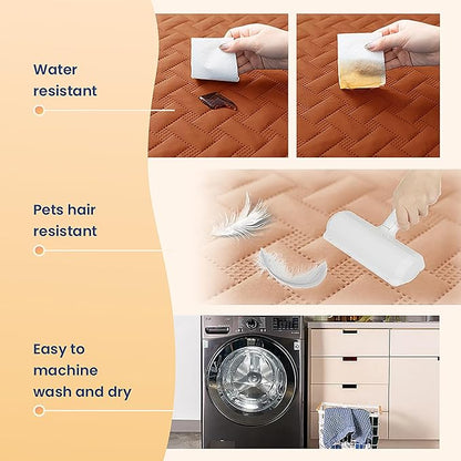 gogobunny 100% Double Sided Waterproof Dog Blanket Soft Pet Bed Cover Reversible Protect Furniture Couch Sofa Car for Puppy Cat Kids (Dark Pumpkin/Light Pumpkin 82x120 Inch 1))