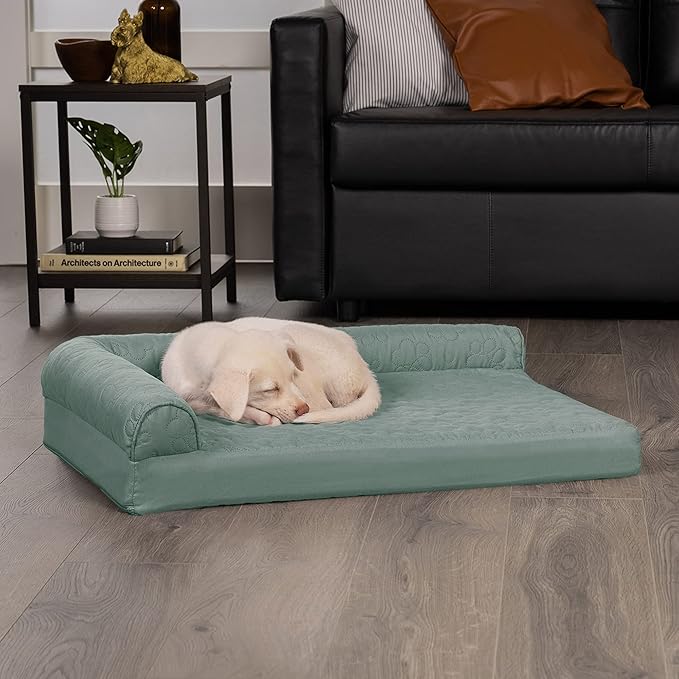 Furhaven Memory Foam Dog Bed for Medium/Small Dogs w/ Removable Bolsters & Washable Cover 35 lbs