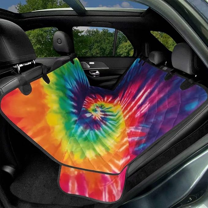 AFPANQZ Rainbow Tie Dye Dog Seat Cover