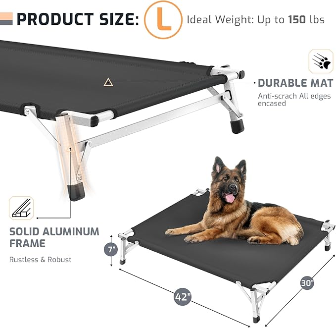 Elevated Cooling Cots Dog Bed: Raised Outdoor & Indoor Pet Cot