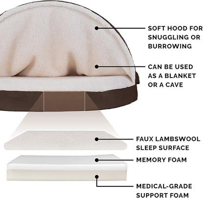 Furhaven 35" Round Memory Foam Dog Bed for Large/Medium Dogs w/ Removable Washable Cover 50 lbs 35-inch