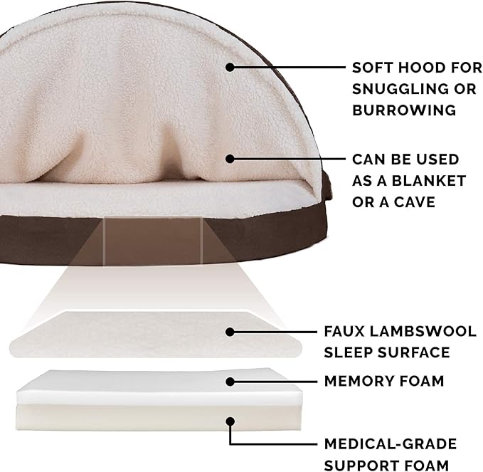 Furhaven 26" Round Memory Foam Dog Bed for Medium/Small Dogs w/ Removable Washable Cover 30 lbs 26-inch