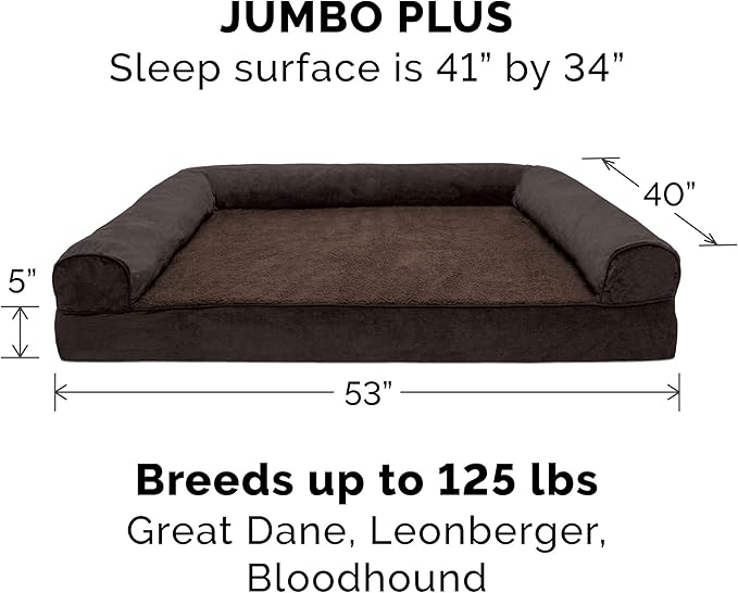 Furhaven Cooling Gel Dog Bed for Large Dogs w/ Removable Bolsters & Washable Cover 125 lbs