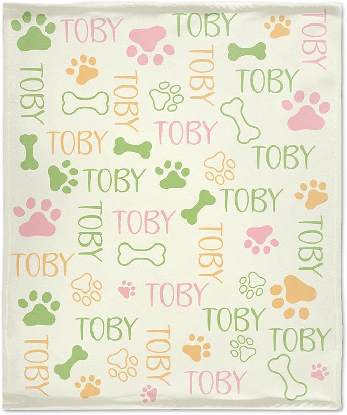 Personalized Dog Blankets Dog Paw Print Blanket Puppy Blanket 60"x50"