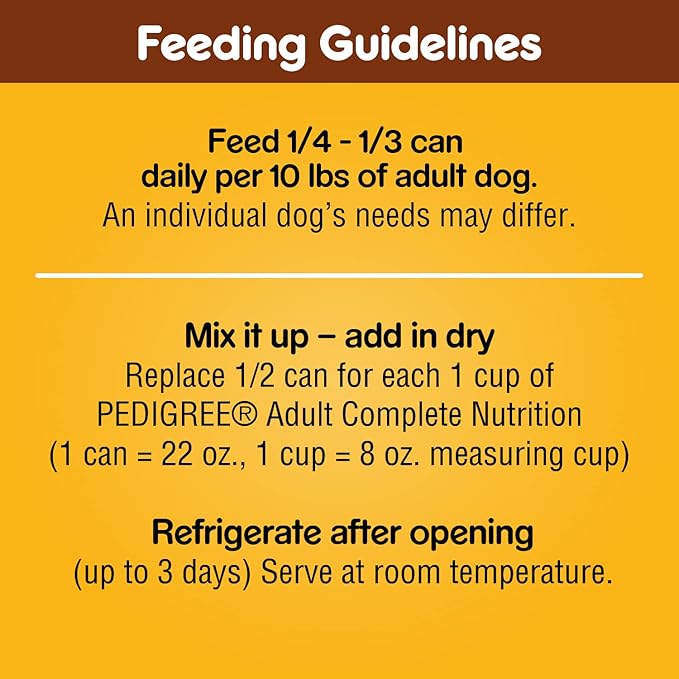 PEDIGREE CHOPPED GROUND DINNER Adult Canned Soft Wet Dog Food Beef, Bacon & Cheese Flavor, 22 oz. Cans (Pack of 12)