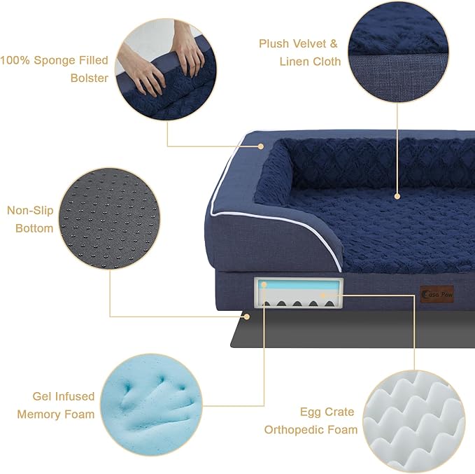 Memory Foam XL Dog Bed with Bolsters