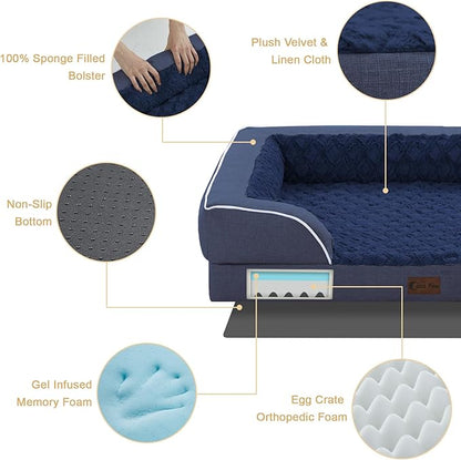 Memory Foam XL Dog Bed with Bolsters
