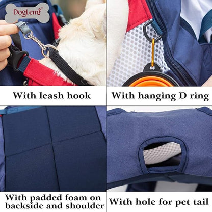 Dog Carrier Backpack, Pet Front Carrier Backpack Legs Out Dog Chest Carrier for Small Medium Dogs, Hands-Free Cat Backpack Carrier Dog Travel Backpack Airline Approved Hiking Bike Motorcycle