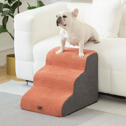 Pettycare Dog Stairs Ramp for High Beds and Couch 3 Steps,Brown