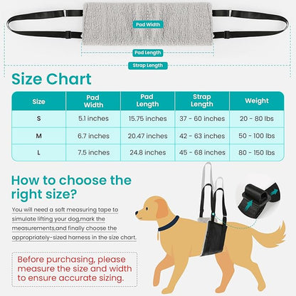 Sivomens Small Dog Harness 20-150 lbs Dog Sling for Hind Leg Support Dog Support Harness to Help Lift Hind Easy Walk Dog Harnesss for Rehabilitating, Elderly, Injured, Senior, Disabled Dogs