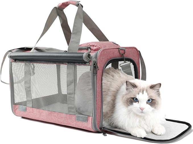 HSC PET Pink Pets Carrier for Large Medium Cat, Soft-Sided Small Dog Carriers Fit Kitties Rabbit Puppy, Bunny Carriers Pet Privacy Protection Travel Bag