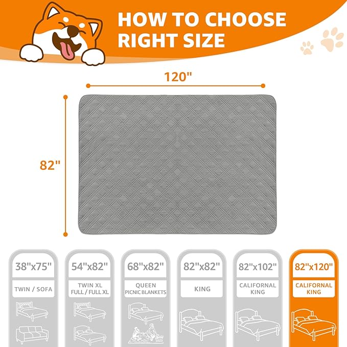 LOOBANI Waterproof Dog Blanket 2 Pack 82×120in, Light