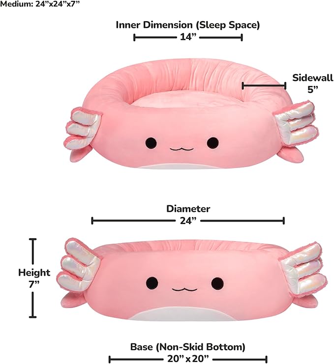Squishmallows Original 24-Inch Archie The Axolotl Pet Bed