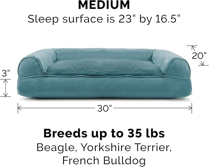 Furhaven Pillow Dog Bed for Medium/Small Dogs w/ Removable Bolsters & Washable Cover