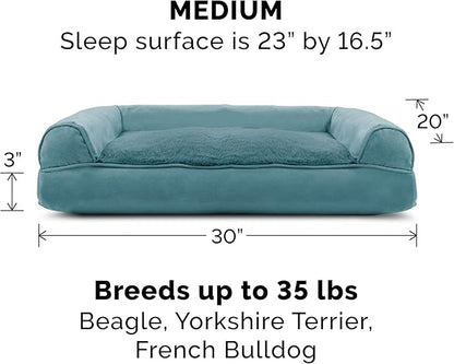 Furhaven Pillow Dog Bed for Medium/Small Dogs w/ Removable Bolsters & Washable Cover