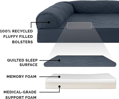 Furhaven Memory Foam Dog Bed for Large Dogs w/ Removable Bolsters & Washable Cover 95 lbs