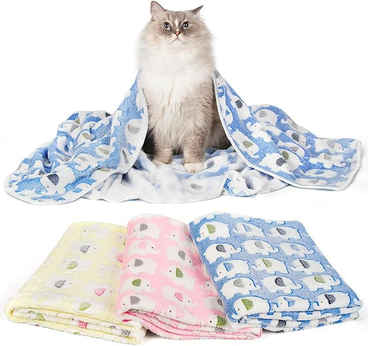 PJYuCien Blankets 1 Pack 3 - Fluffy Premium Fleece Flannel Throw Dog Blanket, Soft Warm Cute Print Cat Blanket, 23"x16" Pet Blankets for Small Dog Cat Puppy