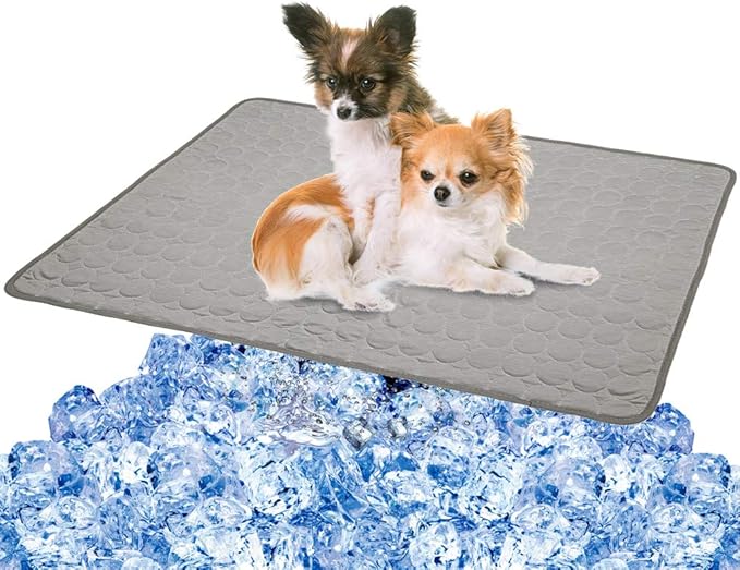 VeMee Cooling Mat Pad for Dogs Cats Ice Silk Mat Cooling Blanket Cushion for Kennel/Sofa/Bed/Floor/Car Seats Cooling (L: 28 x 22 inches