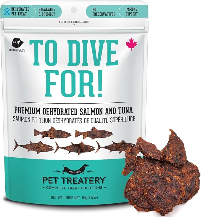 Dehydrated Protein Wild Salmon & Tuna Treat for Dogs & Cats Slowly Dehydrated Raw Single Ingredient Keep Nurtients Vitamins and Healthy Oils Made