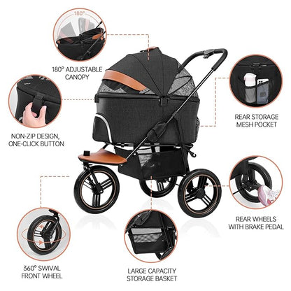 Dog Stroller for Medium Small Dogs 3in1 Pet 3 Wheels