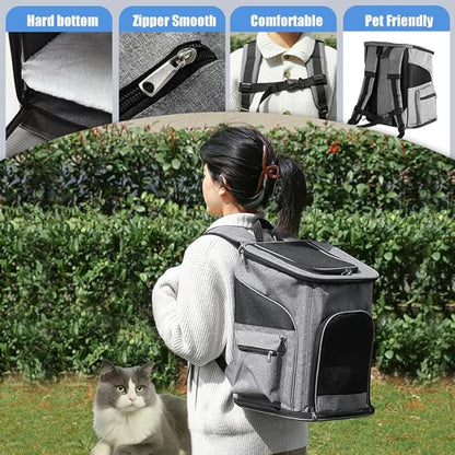 Pet Carrier Backpack with Sturdy Steel Frame for Easy Travel & Comfort, Privacy-Focused Pet Carrier Backpack for Secret Adventures (Black, L:40 32X50CM/15.7"X12.6"X19.7")