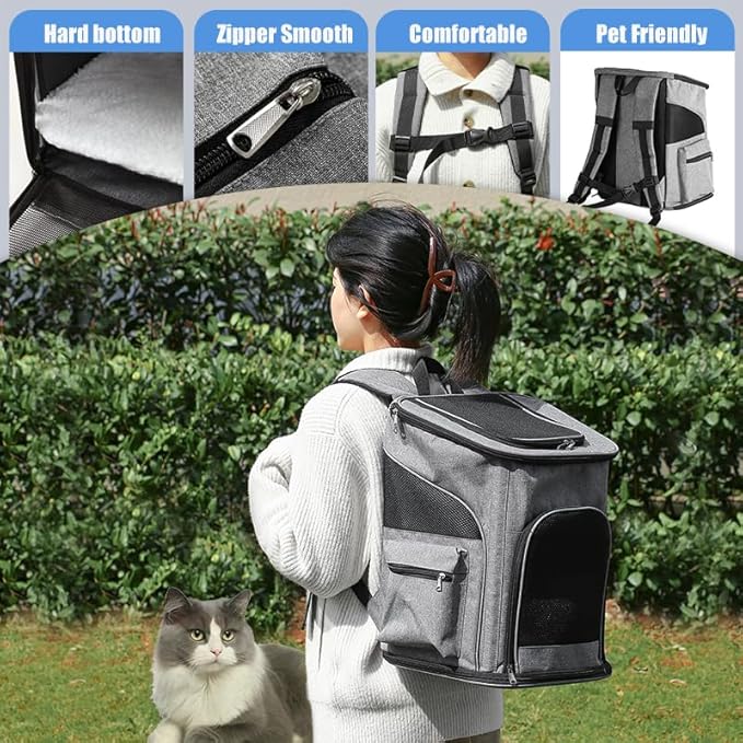 Pet Carrier Backpack with Sturdy Steel Frame for Easy Travel & Comfort, Privacy-Focused Pet Carrier Backpack for Secret Adventures (Blue, M:33X29X44CM/13"X11.4"X17.3")