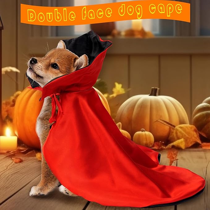 Halloween Dog Costume Pet Vampire Cape Devil Costume Dog Halloween Cloak Cape Funny Halloween Outfits for Small Medium Dogs Puppy Witch Clothes Cosplay Wizard Outfit Party Cosplay Costumes