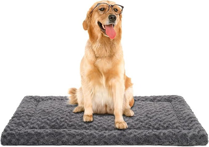 Washable Dog Bed Mat Reversible Dog Crate Pad Soft Fluffy Pet Kennel Beds Dog Sleeping Mattress for Large Jumbo Medium Small Dogs 41 x 27 Inch,