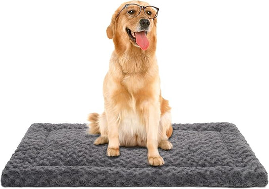 Washable Dog Bed Mat Reversible Dog Crate Pad Soft Fluffy Pet Kennel Beds Dog Sleeping Mattress for Large Jumbo Medium Small Dogs 41 x 27 Inch,