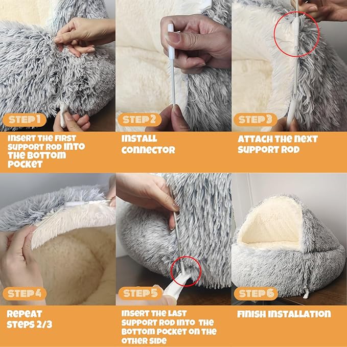 Hooded with Supports Dog Bed 22 lbs/10kg,