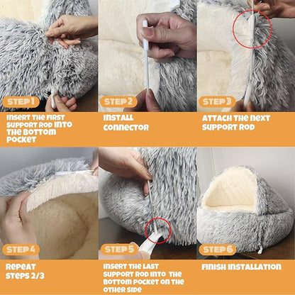 Hooded with Supports Dog Bed 22 lbs/10kg,