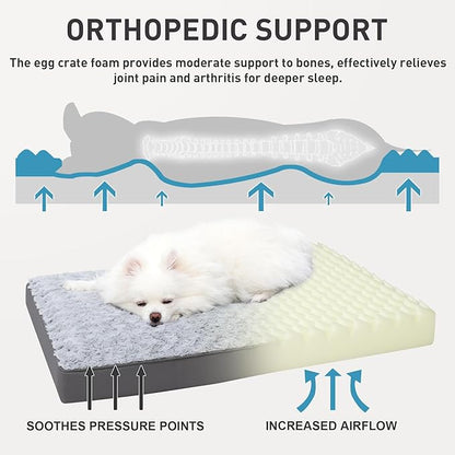 Dog Crate Bed Waterproof Dog Beds for Medium Dogs Rose Velvet Soft Fluffy Washable Dog Bed with Removable Cover & Anti-Slip Bottom 29 x 18 Inch,