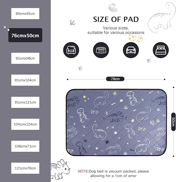 IEUUMLER Washable Pee Pads for Dogs 2 Pack EU007 (Gray 30"X20"-2pcs)