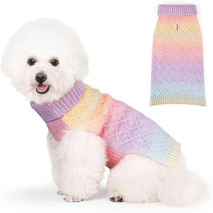 YUDODO Dog Sweater for Small Dogs Colorful Knitted Puppy Sweater Pet Dog Winter Clothes Warm Sweater for Yorkies Chihuahua(Small
