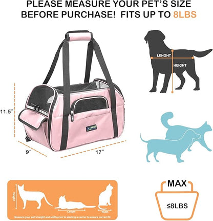 JESPET Soft-Sided Kennel Pet Carrier for Small Dogs, Cats, Puppy, Airline Approved Cat Carriers Dog Carrier Collapsible, Travel Handbag & Car Seat