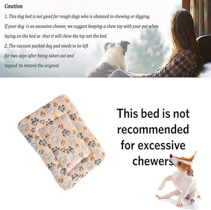 2 Pcs Pet Bed Mats. Ultra Soft Pet (Dog/Cat) Bed with Cute Prints. Reversible Faux Lambswool Kennel Pad for Medium Small Dogs and Cats. Machine Washable Pet Bed.