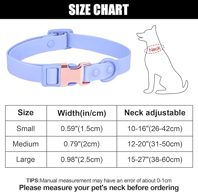 Waterproof Dog Collar with Safety Metal Buckle