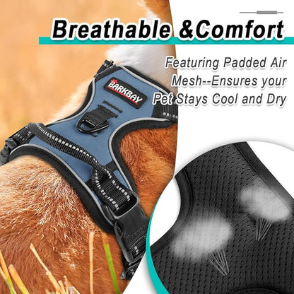 BARKBAY Dog Harness No Pull for Small Dogs - Adjustable, Reflective, Comfortable, No Choke, Heavy-Duty - Perfect for Outdoor Training, Walking, and Hiking - Strong & Durable - S & Navy