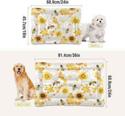 Honey Bee Pet Bed Pad Soft Dog Bed Mat with Anti-Slip Bottom 36'' x 24''
