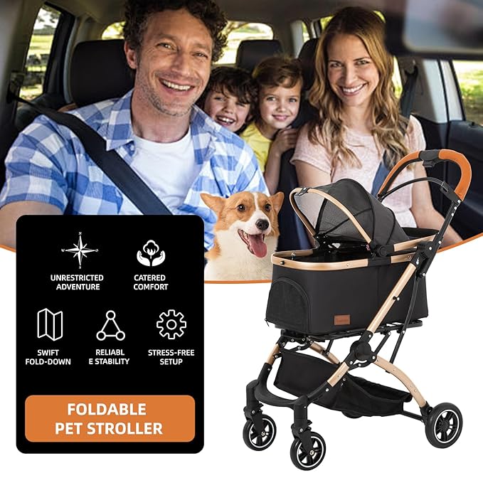 4 in 1 Folding Dog Stroller 4 Wheels