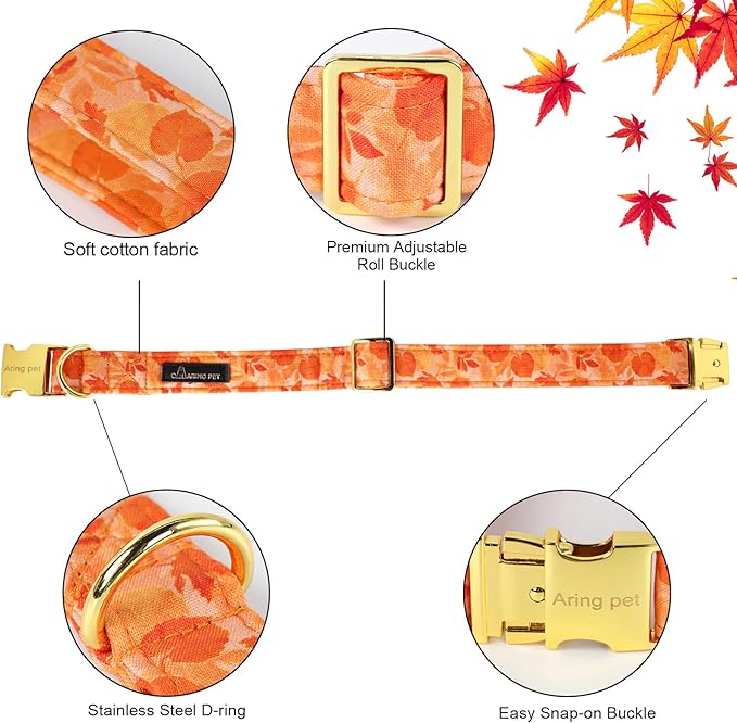 ARING PET Fall Dog Collar-Cute Yellow Dog Collar with Bow